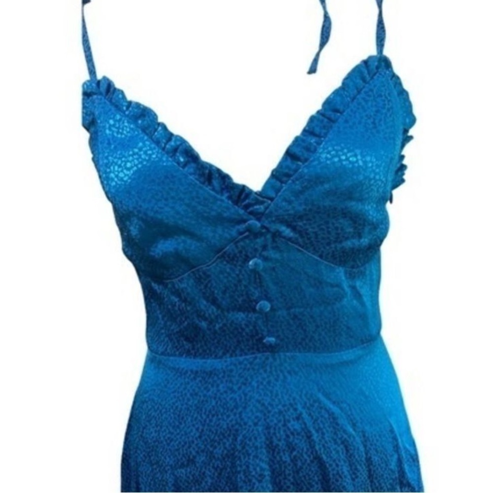 Zara Womens Blue Satin Fit and Flare Mini Dress Size S - Picture 4 of 10